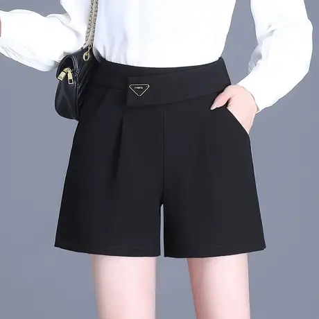 黑色西装短裤女秋季2023新款高腰宽松a字阔腿裤气质通勤休闲裤潮图片