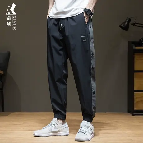 秋冬排扣工装休闲运动裤男秋季冰丝凉感宽松大码胖子男士速干裤子商品大图
