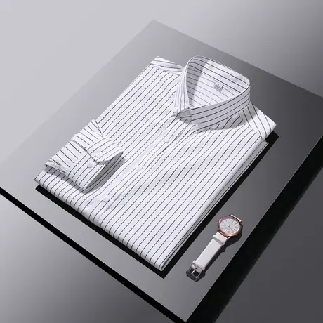 黑色条纹衬衫男长袖免烫休闲简约衬衣港风百搭宽松青年大码打底衫商品大图