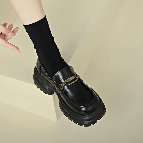 厚底小皮鞋女2024新款秋季女鞋学院英伦风粗跟单鞋爆款大头乐福鞋商品大图