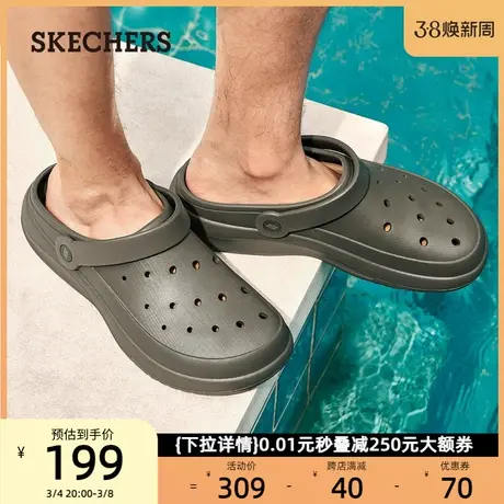 Skechers斯凯奇洞洞鞋男2024春夏新款休闲沙滩软底凉鞋一脚蹬拖鞋商品大图