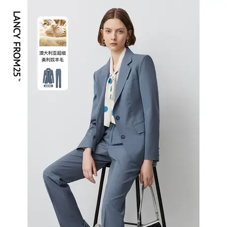 【会员活动】朗姿复古法式纯羊毛西服女2023年秋季新款西装外套图片