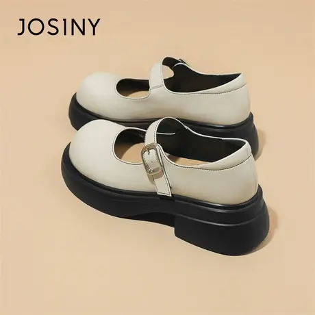 Josiny/卓诗尼小皮鞋女2024新款粗跟少女风优雅厚底百搭玛丽珍鞋商品大图