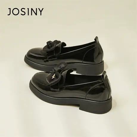 Josiny/卓诗尼小皮鞋女鞋2024新款春季百搭蝴蝶结厚底jk乐福单鞋商品大图