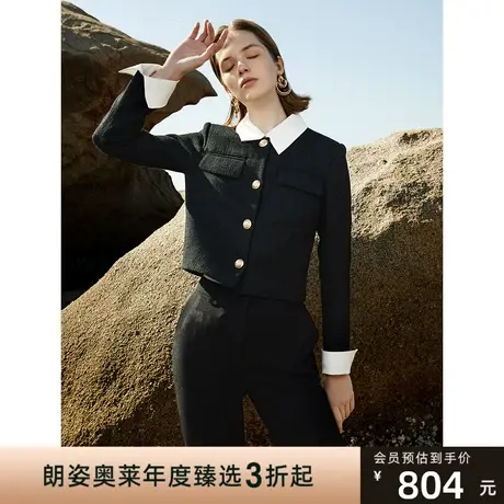 朗姿法式复古独特漂亮设计感气质别致高级感2023年春季新款短外套图片