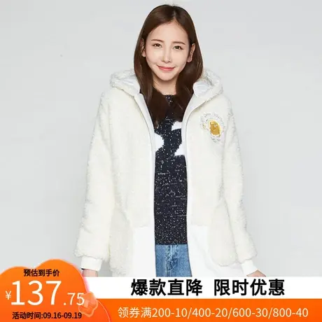 艾格冬季羊毛休闲纯色羊羔绒大衣外套Y703商品大图