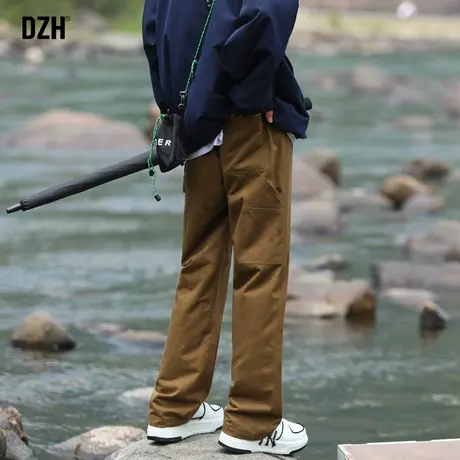 男士美式工装裤子男设计感小众秋季宽松休闲裤2023新款纯棉工装裤商品大图