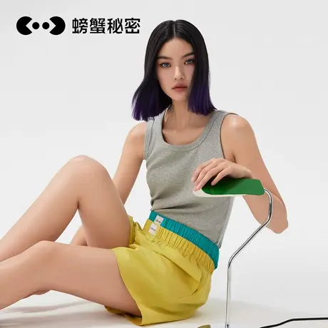螃蟹秘密女士睡裤短裤100%纯棉夏季女2025新款家居裤5分裤A字版型商品大图