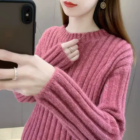 女士雪尼尔毛衣女冬季加厚2021年新款爆款时尚洋气打底衫女秋冬装图片