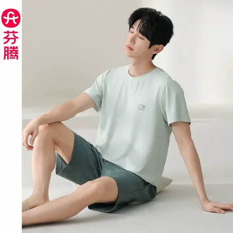 芬腾男士睡衣夏季薄款莫代尔短袖套装青年男款宽松冰丝大码家居服商品大图