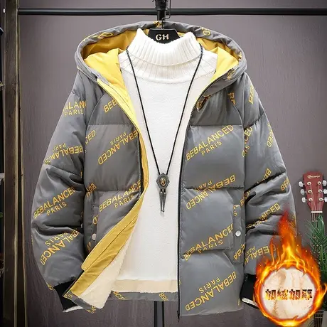 冬季新款男士棉衣羽绒棉服2023潮牌加厚连帽外套宽松棉袄面包服男商品大图