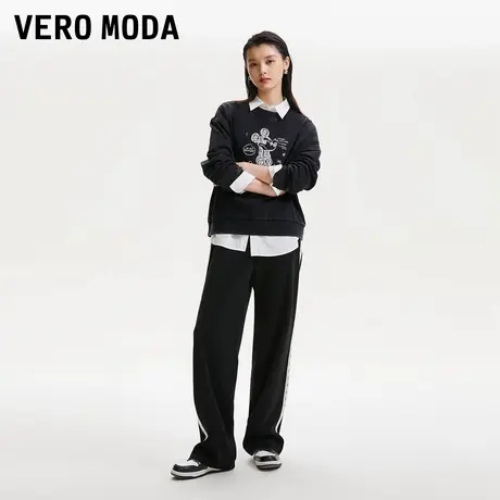Vero Moda奥莱休闲裤女春秋新款运动坑条华夫格直筒阔腿裤子流行图片