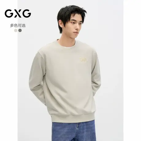 GXG男装2024年秋季字母刺绣休闲宽松卫衣圆领卫衣男图片