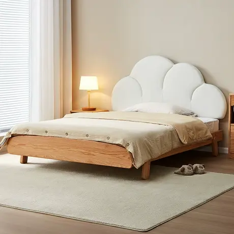 全友家居云朵儿童床实木1米5红橡木女孩男孩子卧室单人床商品大图