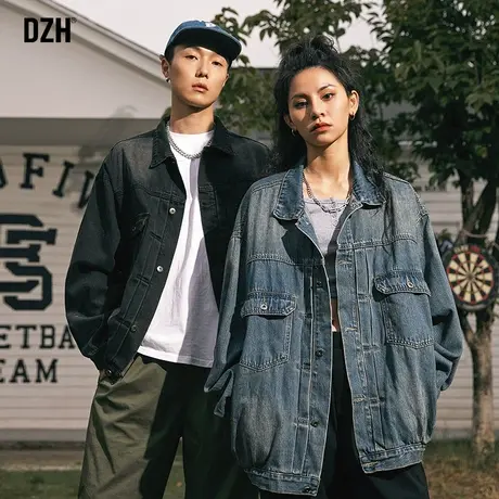 情侣牛仔外套男春秋潮高级感男装2023新款工装夹克宽松情侣装上衣商品大图