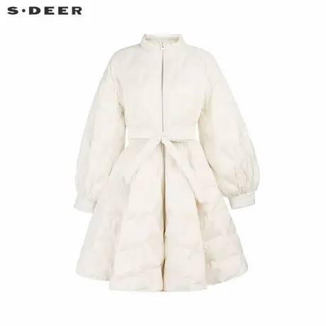 sdeer圣迪奥女装时尚立领收腰菱形宽松羽绒服S244Z2418图片