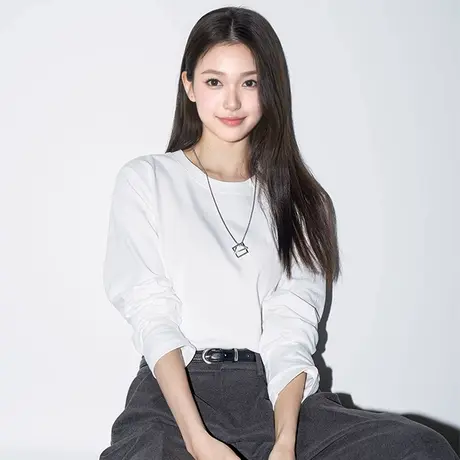 NOW真维斯白色长袖t恤女2025新款春秋季百搭基础款内搭打底衫上衣商品大图
