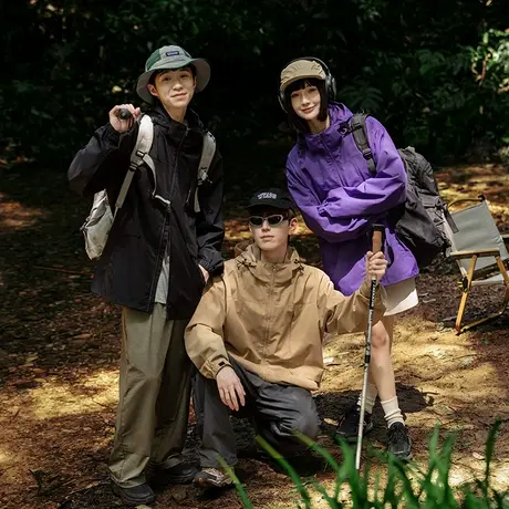 男士三防户外冲锋衣男款外套男潮高级感川西旅游穿搭男装工装夹克商品大图