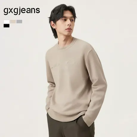 gxg.jeans男装  多色字母绣花简约休闲圆领毛衣线衫男 25年秋新品图片
