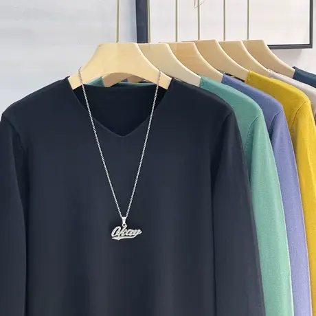 男士秋冬季商务休闲V领毛衣潮长袖鸡心领针织衫男内搭打底衫男装图片