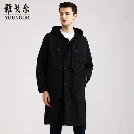 雅戈尔奥莱 男装秋季夹克连帽风衣外套商务中长款风衣休闲装图片