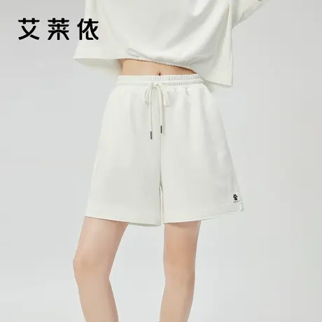 艾莱依2022夏季新款宽松直筒运动短裤女设计感高腰显瘦薄款休闲裤商品大图