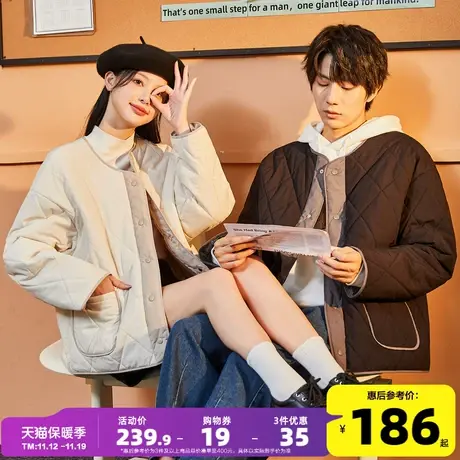 唐狮2023冬季新款情侣棉衣男款棒球领宽松短款外套女抗寒棉服潮牌商品大图
