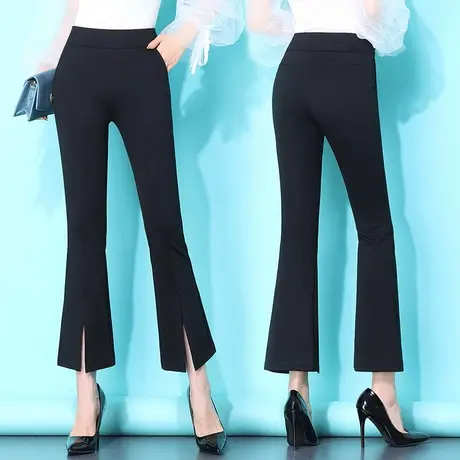 开叉喇叭裤女2025春季坠感高腰宽松九分微喇裤子女休闲显瘦阔腿裤商品大图