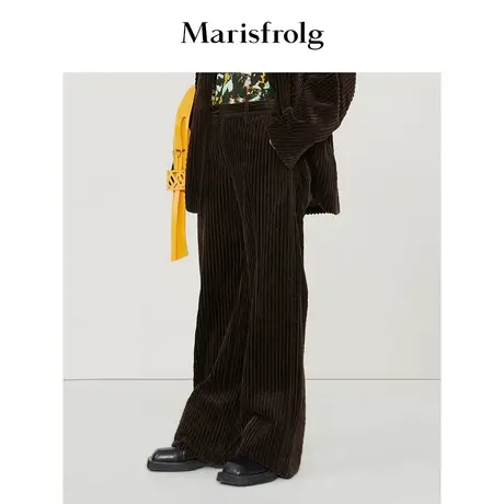 【质感休闲系列】玛丝菲尔休闲裤秋冬新款棕色灯芯绒直筒裤女商品大图