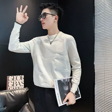 秋冬新款ins潮牌小众提花高级感毛衣2023网红爆款痞帅休闲针织衫商品大图