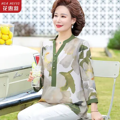 妈妈夏装九分袖上衣40岁50中老年女装中年人气质洋气高贵T恤小衫商品大图