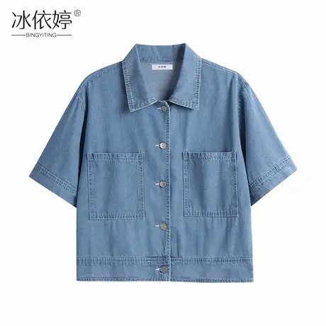 夏季薄款牛仔外套女宽松2022年新款休闲百搭短袖衬衫短款潮流上衣商品大图