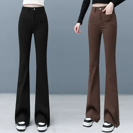 高腰牛仔微喇裤女2024年春秋新款休闲宽松百搭喇叭裤显瘦马蹄裤子商品大图