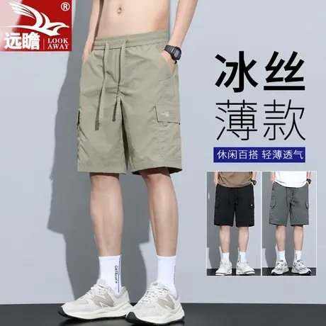 冰丝工装短裤男夏季薄款5分宽松休闲中裤美式外穿男士运动五分裤商品大图