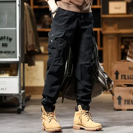 美式复古多口袋束脚工装裤潮流宽松男时尚男裤休闲裤百搭裤子男款商品大图