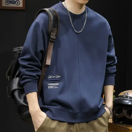 重磅潮牌红色卫衣男春秋款圆领男款衣服2024新款长袖大码防盗口袋商品大图