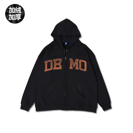 2024美式嘻哈字母卫衣男复古oversize大码加绒加厚连帽外套春秋季商品大图