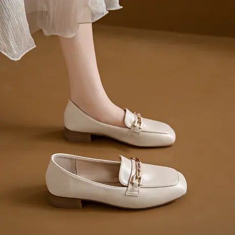 老北京皮鞋女士方头单鞋真皮软底工作鞋软皮玛丽珍女鞋中跟豆豆鞋商品大图