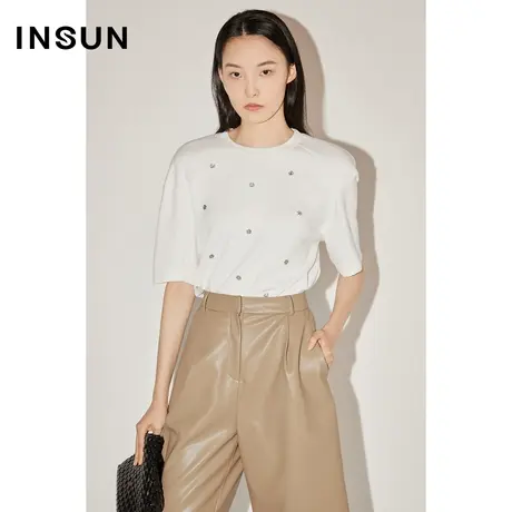 COVER秋季摩登落肩不规则钉珠针织衫商品大图