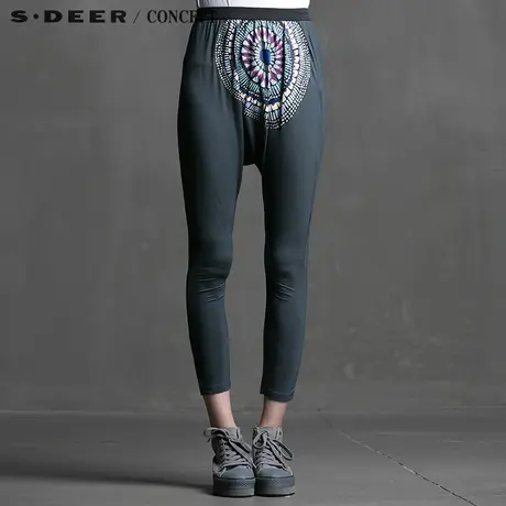 【活动】sdeer圣迪奥2017女夏神秘感印花吊裆打底裤S15280886商品大图