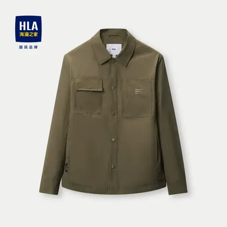 HLA/海澜之家字母刺绣夹克2024春夏新款纯色翻领透气休闲风外套男图片