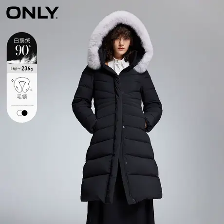 ONLY奥莱90白鹅绒连帽保暖宽松中长款羽绒服女商品大图