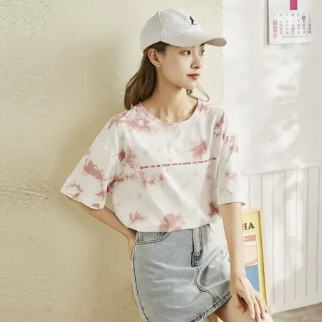 唐狮2022夏装新款短袖T恤女小众设计感粉色上衣韩系chic别致衣服Q图片