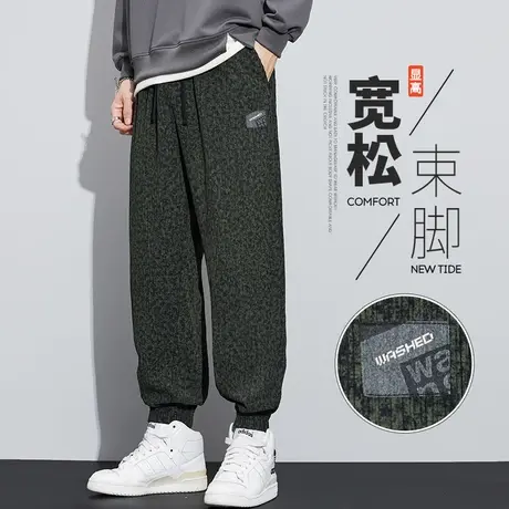 春季潮男小众束脚痞帅哈伦卫裤子春秋款男生松紧腰休闲裤2024新款商品大图