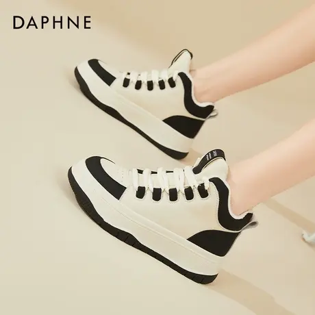 达芙妮厚底高帮鞋女2023秋季新款加绒百搭增高透气舒适运动休闲鞋图片