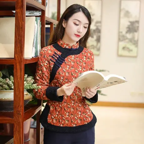 筠雅唐装女装中国风棉袄中式棉服女长袖盘扣上衣复古旗袍棉衣外套图片