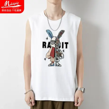 美式背心男潮牌夏季篮球健身运动砍袖宽肩无袖t恤2023新款打底衫图片