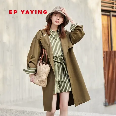 EP YAYING雅莹女装 棉质廓形长款连帽风衣外套 2023秋冬新款7302A图片