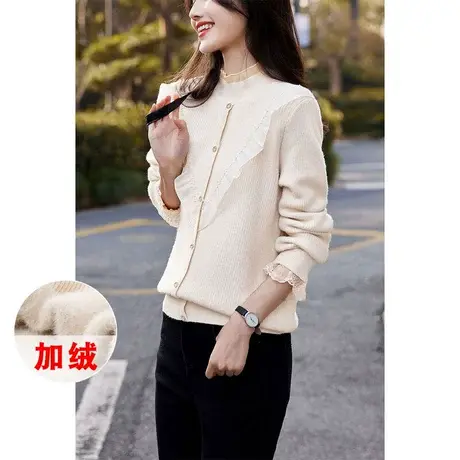 时尚甜美显瘦加绒打底2022年冬季新款淑女气质温柔通勤百搭上衣图片
