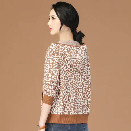 韩潮袭人连帽印花开衫针织衫外套女2023秋季新款宽松休闲毛衣女薄商品大图